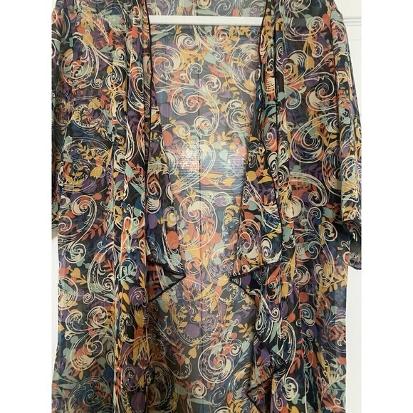 Lularoe Longline Sheer Kimono Duster Cardigan Multi Color Size M (X4) - Picture 3 of 7